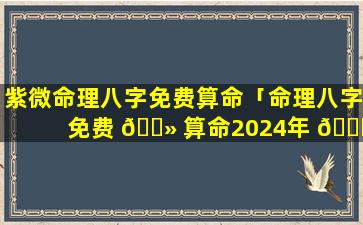 紫微命理八字免费算命「命理八字免费 🌻 算命2024年 💐 运势」